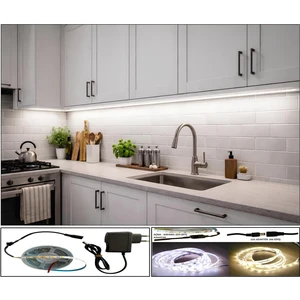 Mutfak Tezgah Üstü (Dekoratif) 2 Metre Beyaz Şerit LED 12V Adaptör Aç Kapa (On-Off) Anahtarlı