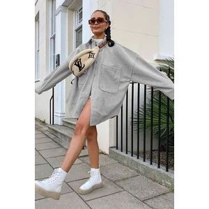 Mad Girls Gri Over Size Gömlek Ceket MG1281