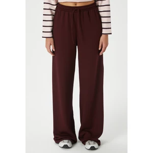 Kadın Modal Select Geniş Paça Bordo Eşofman Altı