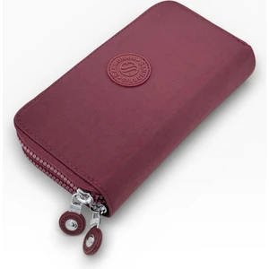 Kadın Krinkıl Model 2 Gözlü Metal Fermuarlı Kartlık ve Bozuk Para Bölmeli Cüzdan