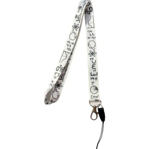 Beyaz Zeminde Matematik Temalı Boyun Askı Ipi (B22)