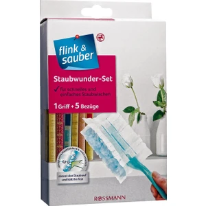 Flink & Sauber Toz Alma Aparatı ABS Malzemeden Yapılmış 1 Sap + 5 Yedek Kılıf ile Temizlik Seti