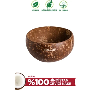 Jumbo Hindistan Cevizi Kase 700 ml El Yapımı Doğal Vegan 13-15 cm Çapında