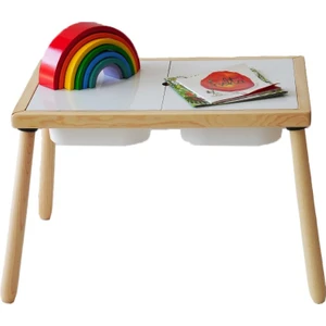 Wood & Joy Doğal Ahşap Duyusal Çocuk Aktivite Masası Oyun Masası ve Çocuk Çalışma Masası