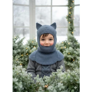 Kedi Kulaklı Kışlık Balaklava Triko Boyunluklu Bebek Çocuk Şapka Bere Kar Maskesi