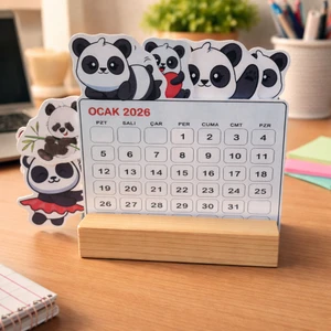 Panda Baskılı Masa Takvimi