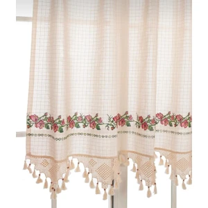 Tuncay Tekstil Buldan Işi Balık Baskılı El Dantelli Düz Keten Perde