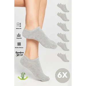 Bamboo Star Bambu Kadın Sneaker Çorap Dikişsiz Görünmez Bilekte Görünmez Spor Çorap Premium Gri   6'lı Paket