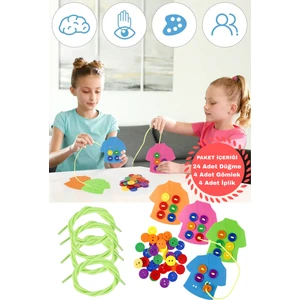 Kıyafet Giydirme Oyunu Gömleğe Düğme Dikme İnce Motor Beceri Montessori Eğitici Oyuncak