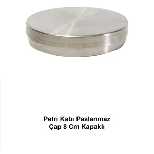 Petri Kabı Paslanmaz Çap 8 Cm Kapaklı