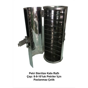 Petri Sterilize Kabı Raflı Paslanmaz Çelik