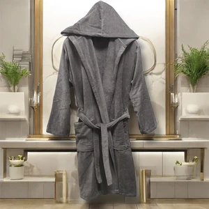 Kadife Kapüşonlu Bornoz %100 Pamuk