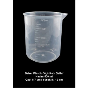 Beher Plastik 500 ml / Ölçü Kabı Şeffaf
