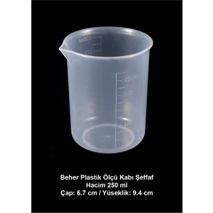 Beher Plastik 250 ml / Ölçü Kabı Şeffaf