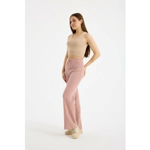 Ribanalı Bağcıklı Triko Pantolon