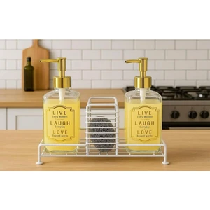 Mutfak Stantlı 2`li Cam Sıvı Sabunluk