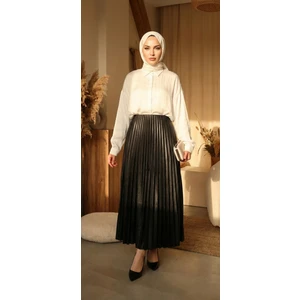 Bel Lastikli Pileli Tesettür Etek