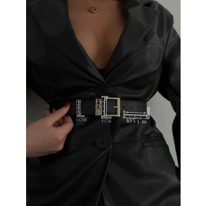 Yazılı Köprü Gold Toka Kadın Kemer, Pantolon Kemeri, Ceket Kemeri, Elbise Kemeri, Gömlek Kemer