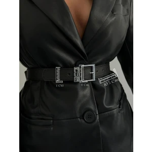 Yazılı Köprü Gümüş Toka Kadın Kemer, Pantolon Kemeri, Ceket Kemeri, Elbise Kemeri