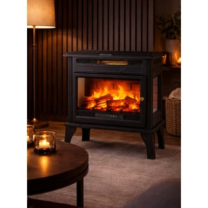 German Yeni Nesil 3 Boyutlu Kiremit Desenli Şömine Efektli Elektirikli Ayaklı Fanlı Soba Hızlı Isıtıcı