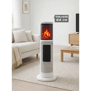 German 2075 L White Oben Seri OLED Şömineli Ekran Dijital Kule Tipi Turbo Hızlı Isıtıcı