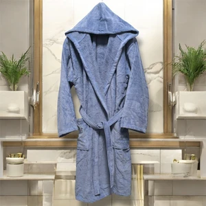 Kadife Kapüşonlu Bornoz  %100 Pamuk