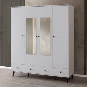 Dolap, Bianca 4 Kapaklı Aynalı Gardırop