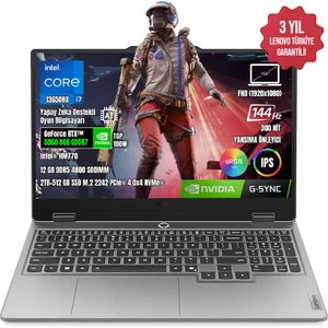 Loq 15IRX10 83JE00ETTR-02 I7-13650HX 12GB Ddr5 2tb SSD RTX5060-8GB 15.6" IPS 144Hz Dos