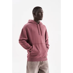 Erkek Kapüşonlu Oversize Sweatshirt Mürdüm