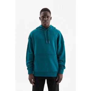 Erkek Kapüşonlu Oversize Sweatshirt Petrol Yeşili