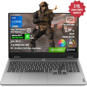 Loq 15IRX10 83JE00J5TR-02 I7-13650HX 12GB Ddr5 1tb+1tb SSD RTX5060-8GB 15.6" IPS 144Hz Freedos