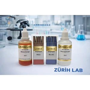 Laboratuvar Market PH Test Kiti 4'lü Set - (Turnusol Kağıdı Mavi+Kırmızı / Metiloranj / Fenolftalein)
