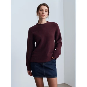 10640 Bisiklet Yaka Yumuşak Dokulu Kazak-Koyu Bordo