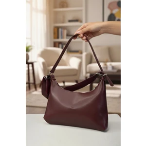 Bordo Minimalist Omuz ve El Çantası
