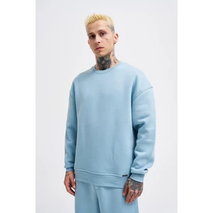 Erkek Basic Bisiklet Yaka Oversize Sweatshirt Aqua