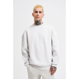 Erkek Basic Bisiklet Yaka Oversize Sweatshirt Uzay Grisi