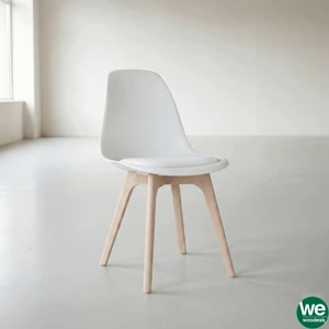 Monza Ağaç Ayaklı, Minderli, Beyaz Sandalye SND3014-1BYZ