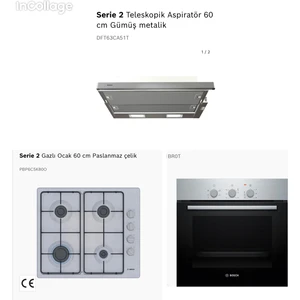 Eco 3lü Ankastre Set (Bosch HBF 011BR0T Fırın  Bosch PBP6C5K80 Inox Ocak  Bosch DFT63CA51T Sürgülü Aspiratör