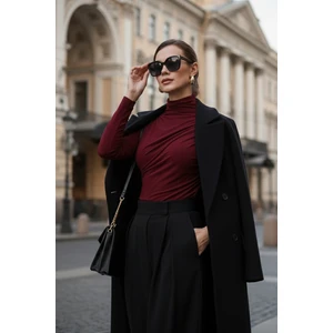 Streç Büzgü Detaylı Slim Fit Dik Yaka Bluz Bayan Bluz 669925