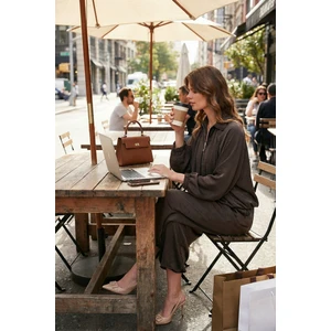 Oversize Klasik Yaka Yarasa Kol Fermuarlı Saten Ceket Bayan Ceket 6839584