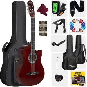 CG-390BR-XBAG Klasik Gitar 4/4 Sap Ayarlı Kesik Kasa (Çanta Tuner Askı Capo Metod Pena)