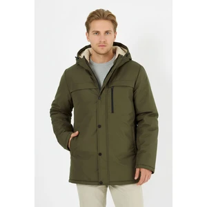 İçi Kürklü Cepli Kapüşonlu Jel Elyaflı Su ve Rügar Geçirmez Erkek Kışlık Mont