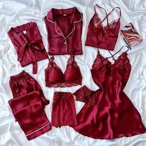 Bordo 8 Parça Dev Saten Çeyiz Seti