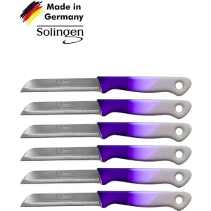 6’Lı Tırtıklı Ağız Büyük Geçişli Mor Meyve Bıçağı