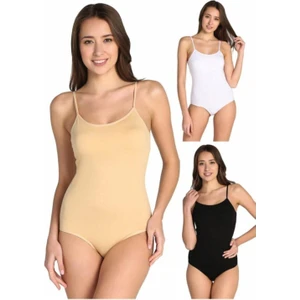 3'lü Paket Likralı Ip Askılı Zıbın Kadın Çıtçıtlı Body