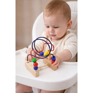 Zuzu Toys Ahşap Mini Eğitici ve Zeka Koordinasyon Boncuklu Mama Sandalyesi Oyuncağı