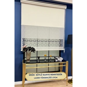 Volper Mekanik  VP1020 Çift Mekanizmalı Lazer Kesim Tül ve Stor Perde Sütlü Kahverengi Renk