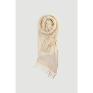 Kürklü Şal - Bej