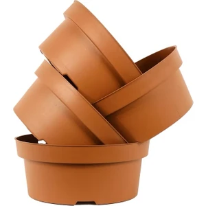 Plastik Bonsai Sukulent Alıştırma Saksısı 4'Lü 20 Cm - Kahverengi