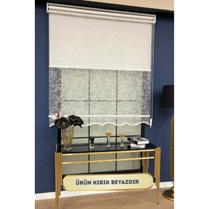 Volper Mekanik Vp 2001 Çift Mekanizmalı Desenli Tül ve Stor Perde Etek Dilimli (Kırık Beyaz)